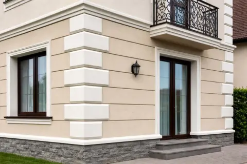 Eleganckie boniowanie elewacji podkreśla architekturę domu, dodając mu klasy i stylu.
