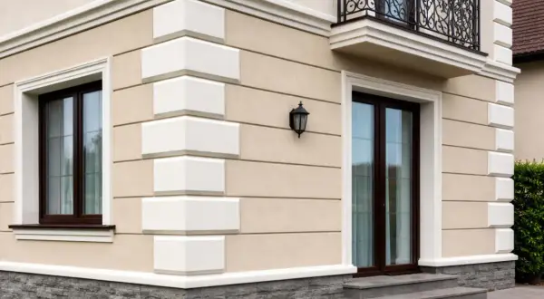 Eleganckie boniowanie elewacji podkreśla architekturę domu, dodając mu klasy i stylu.