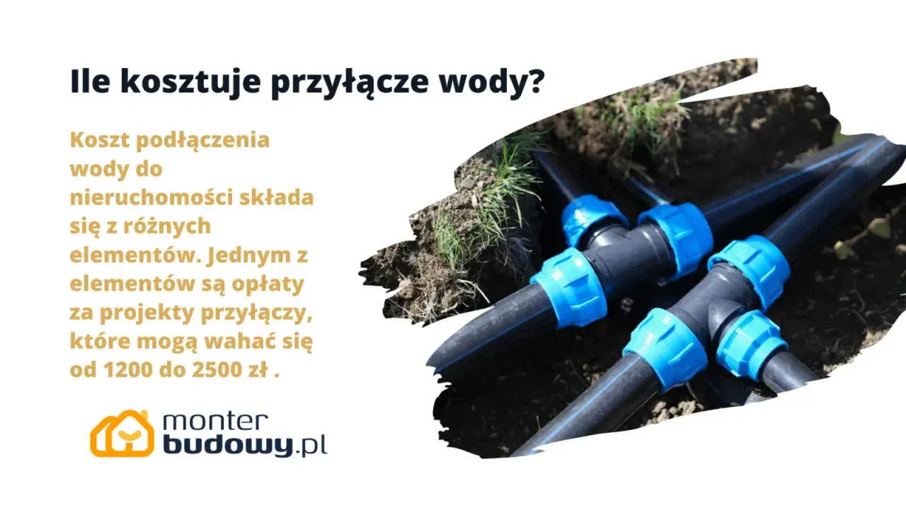 Ile kosztuje przyłącze wody? Koszt podłączenia do nieruchomości to m.in. opłaty za projekty, wahające się od 1200 do 2500 zł.