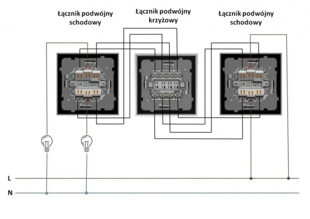 Schemat instalacji elektrycznej: łącznik podwójny schodowy i krzyżowy. Jak działa łącznik świecznikowy?