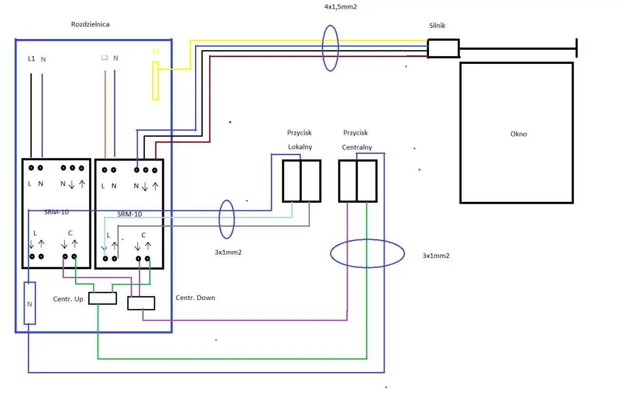 schemat instalacji rolety elektrycznej