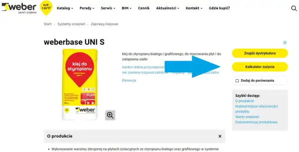 Kalkulator zużycia kleju do siatki na m2. Opis produktu weberbase UNI S, kleju do styropianu białego i grafitowego.