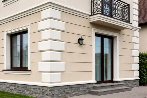 Eleganckie boniowanie elewacji podkreśla architekturę domu, dodając mu klasy i stylu.